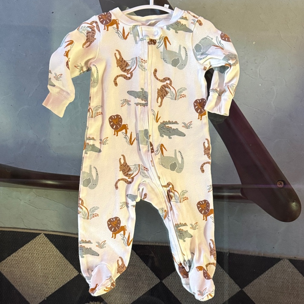 Carter's White and Brown Animal Print Kids One Piece